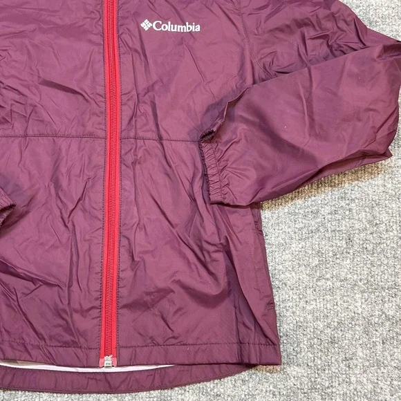 Columbia Jacket Girls XS Purple Hooded Lightweight Windbreaker Full Zip Hiking - Picture 4 of 10
